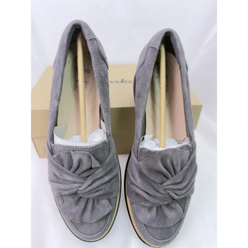 Women's CLARKS Collection Loafer Sharon Dasher Shoes 7 M Suede Comfort Wedge New